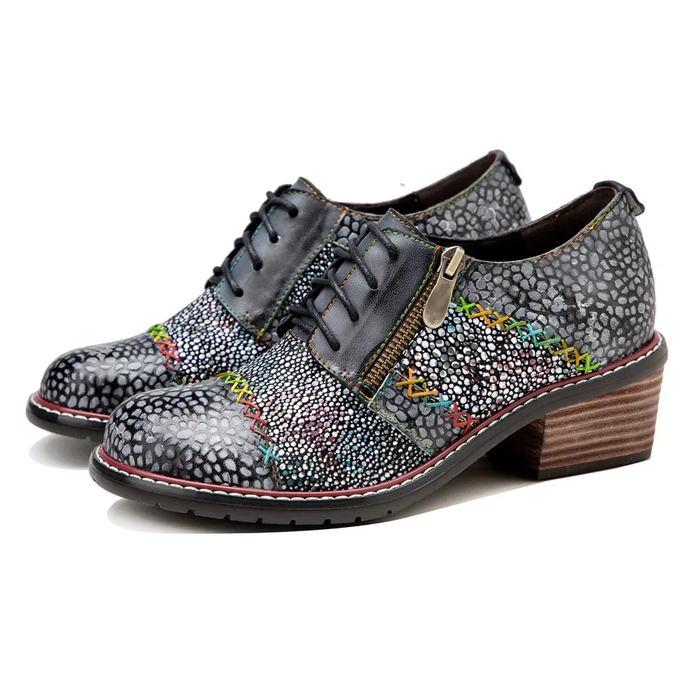 

Retro Leather Women's Shoes Colorful National Style Strange Clothing