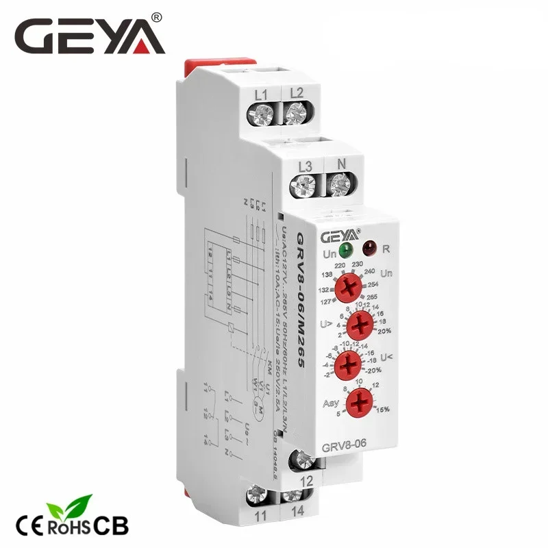 GEYA GRV8-06 3 Phase Failure Phase Sequence Voltage Monitoring Relay Voltage Sensing Protection Relay 460V