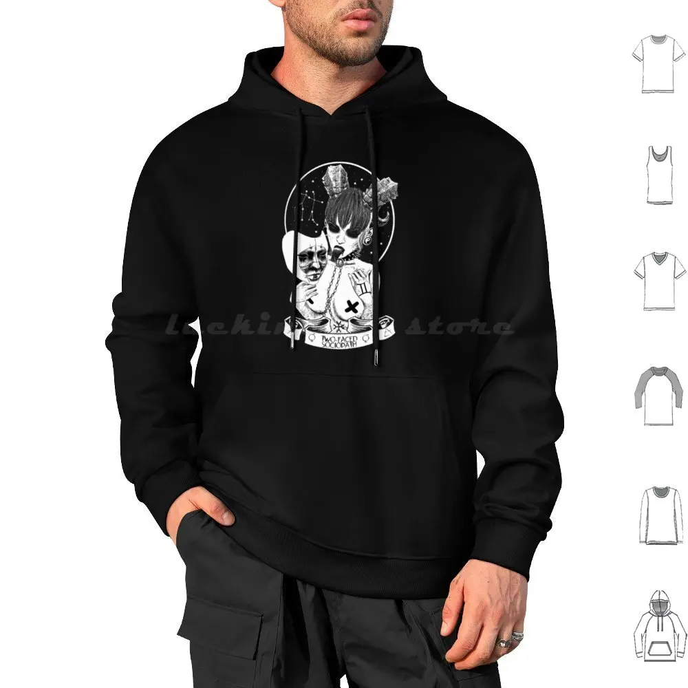 The Dark Zodiac-Dark Gemini Hoodies Long Sleeve Gemini Air Sign Zodiac Zodiac Aign Dark Zodiac Gemini Sign Dark Dark