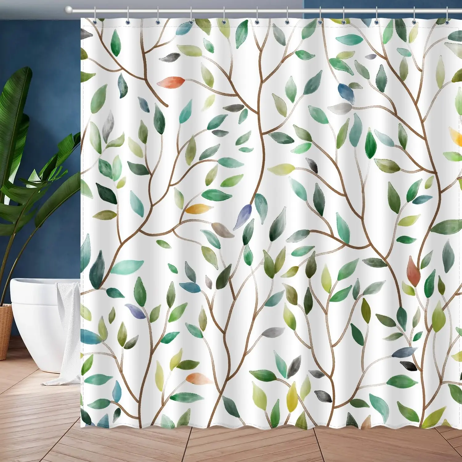 

Занавеска для душа в стиле бохо с цветочным принтом, весна-лето, современные красочные ботанические листья, богемная тканевая занавеска для душа