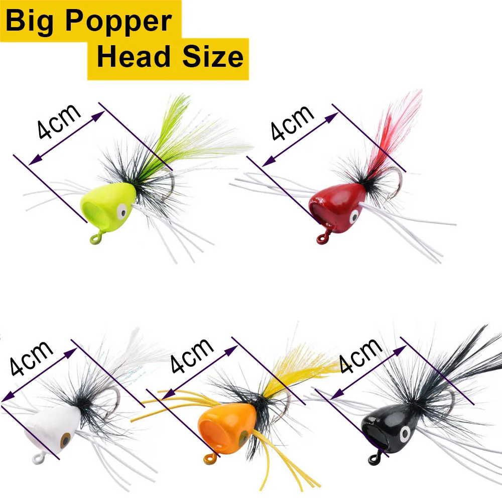 15Pcs Foam Popper heads fly Fishing Saltwater Topwater Floats bait Flies Tying Poppers Jig Bass Walleye Panfish Lure Fishing Kit