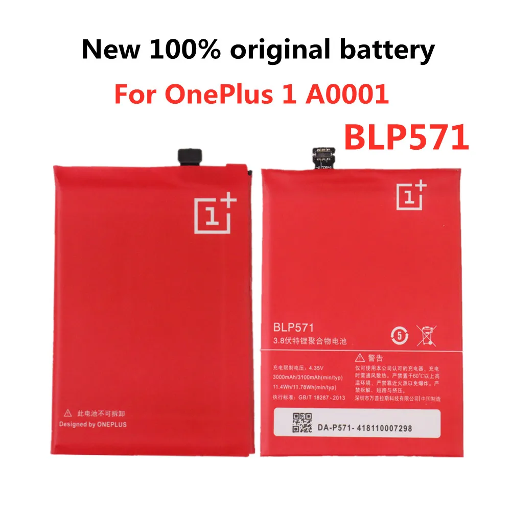 

High Quality BLP571 Original Battery For OnePlus 1 A0001 3100mAh Replacement Batterie Bateria