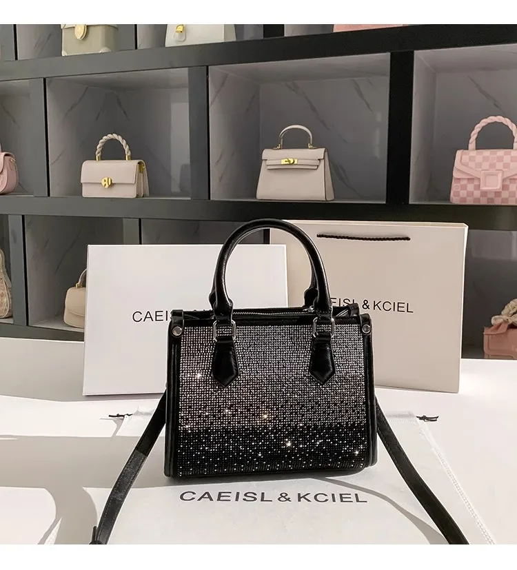 Borsa da donna con diamanti lucidi glitterati di alta qualità Borsa tote di grande capacità Borsa a tracolla moda Borsa da donna Borsa casual