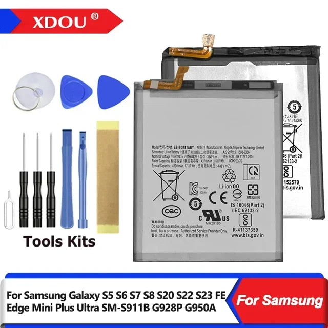 Wysokiej jakości bateria XDOU do Samsung Galaxy S5 S6 S7 S8 S20 S22 S23 FE Edge Mini Plus Ultra SM-S911B G928P G950A + zestaw narzędzi