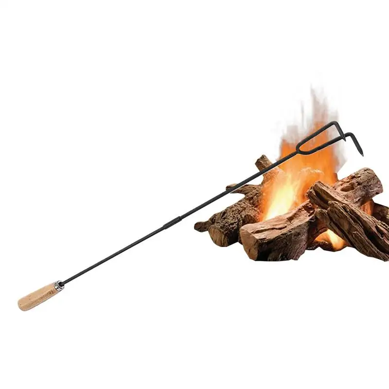 Outdoor Fire Poker Camping Fire Poker 33 Inch Fire Poker With Wooden Handle For Fire Pit Long Portable Campfire Poker Outdoor