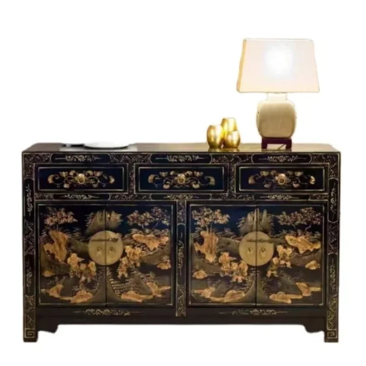 

Exquisite hand-painted solid wood sideboard antique Chinese living room cabinet