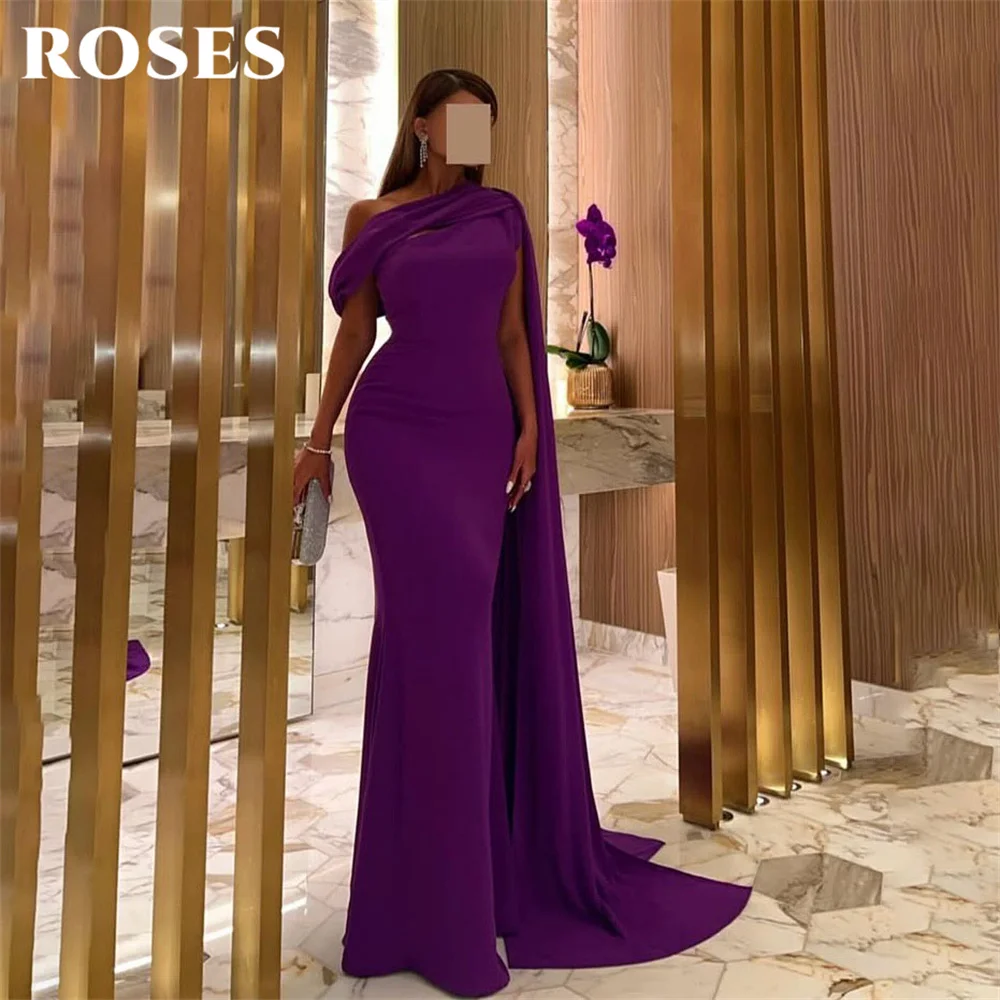 

ROSES Purple Prom Dresses Off the Shoulder Celebrity Dress Zipper Back 프롬 드레스 Fitted Floor Length Evening Dress Customized
