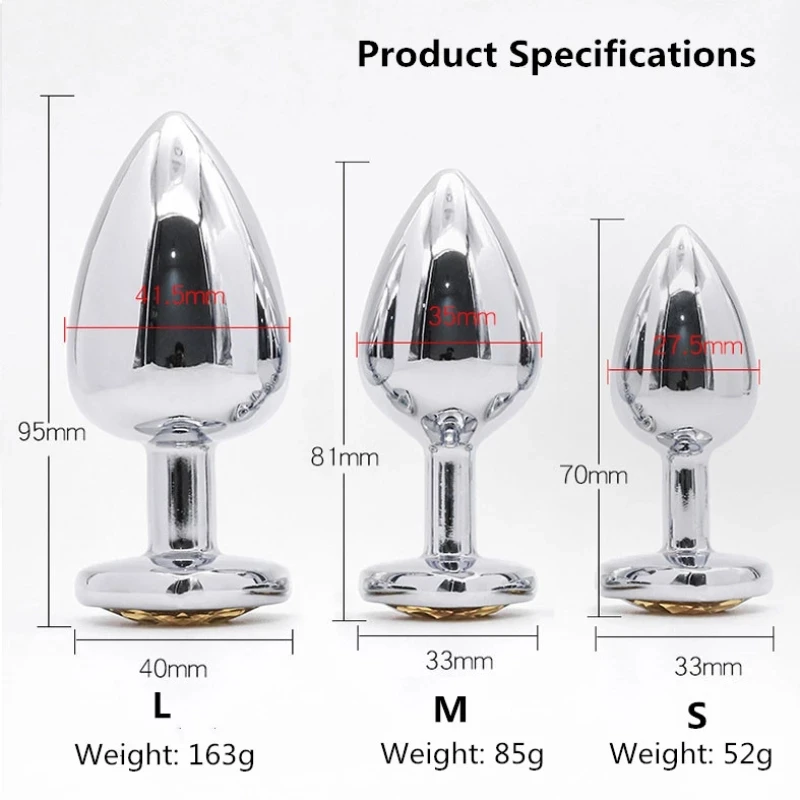 Tapón Anal de cristal de acero inoxidable para el corazón, 3 tamaños, tapón Anal extraíble, estimulador Anal, Juguetes sexuales, masajeador de