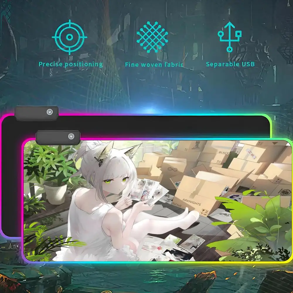 Anime RGB LED Light Gaming Mousepad, Custom seu nome, Tapete Gamer Grande, Big Mause, Teclado Pad, PC Desk, Play Mat com Backlit