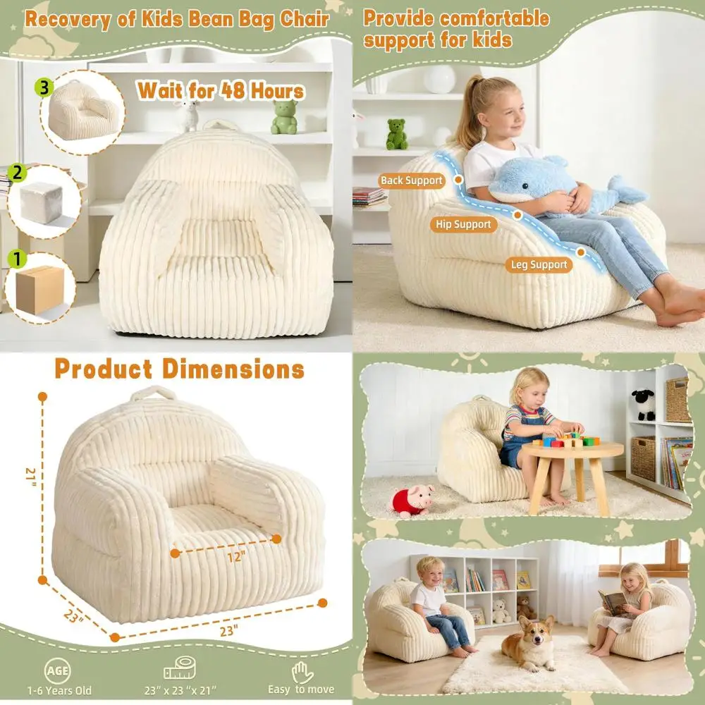 

Toddler Bean Bag Chair - Cozy Sofa with Filled Bean Bag Chairs for Kids, Suitable for Boys and Girls, Ideal for Lazy Sofa with H