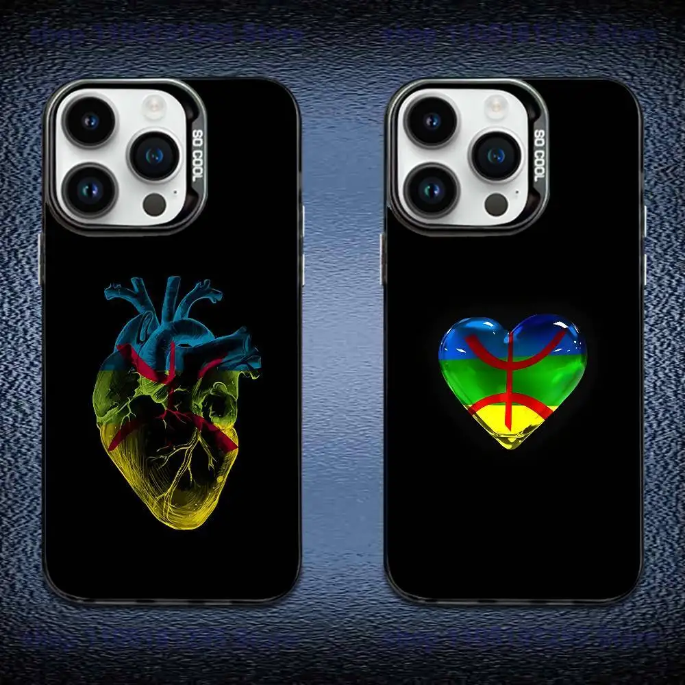 

Amazigh Berber Flag Phone Case For iPhone 17,16,15,14,13,12,11,X,Mini,Pro,E,MAX Black Candy Matte Shockproof Cover