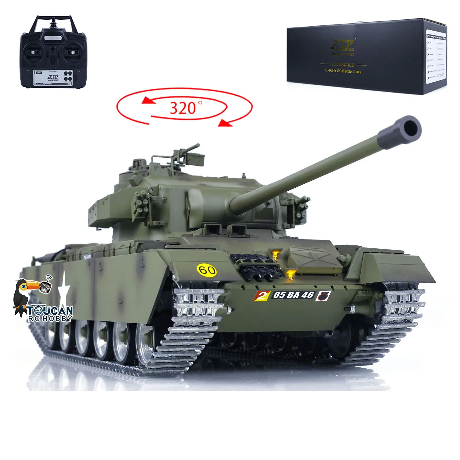 Tongde 1:16 RC Tank British Centurion MK5 Remote Control BB & Infrared Battle Tank Metal Tracks Wheels RTR Barrel Recoil Model