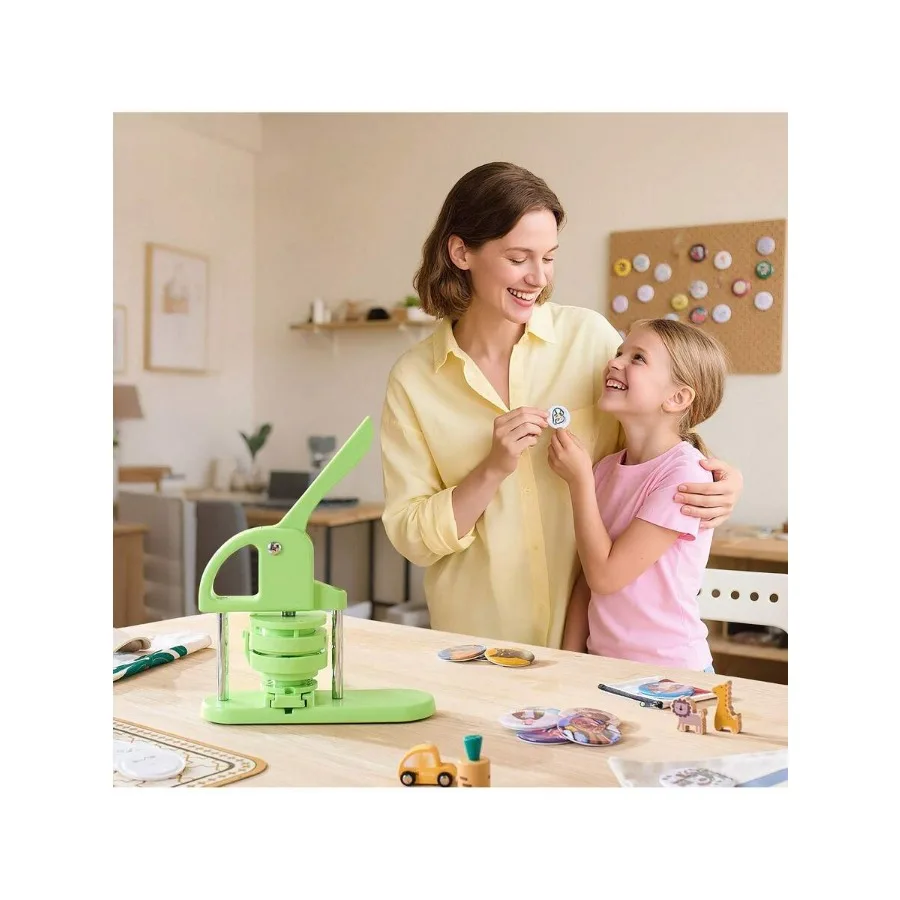 

Button Maker Machine 1.26/2.28 Inch 2-In-1 Plastic Pin Maker With 200 Pcs Button Parts Circle Cutter And Magic Book Reinforced
