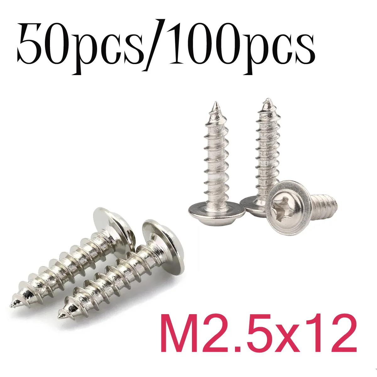 Vis autotaraudeuses en croix PWA avec tête de tampon, servo, autotaraudeuse pour FUTABA JR HITEC MKS EMAX KST, M2.5 x 12mm, 50 pièces, 100 pièces