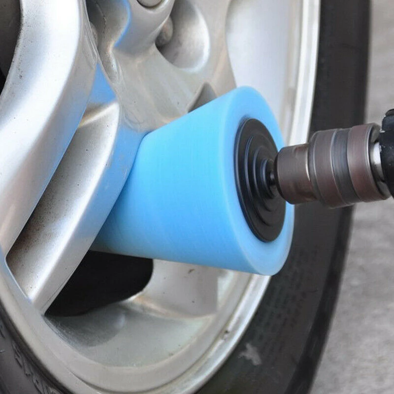 Car Wheel Hub Polish Buffing Shank Polishing Sponge Cone Metal Foam Pad for Car Wheels Car Doors and Handles 4Pcs