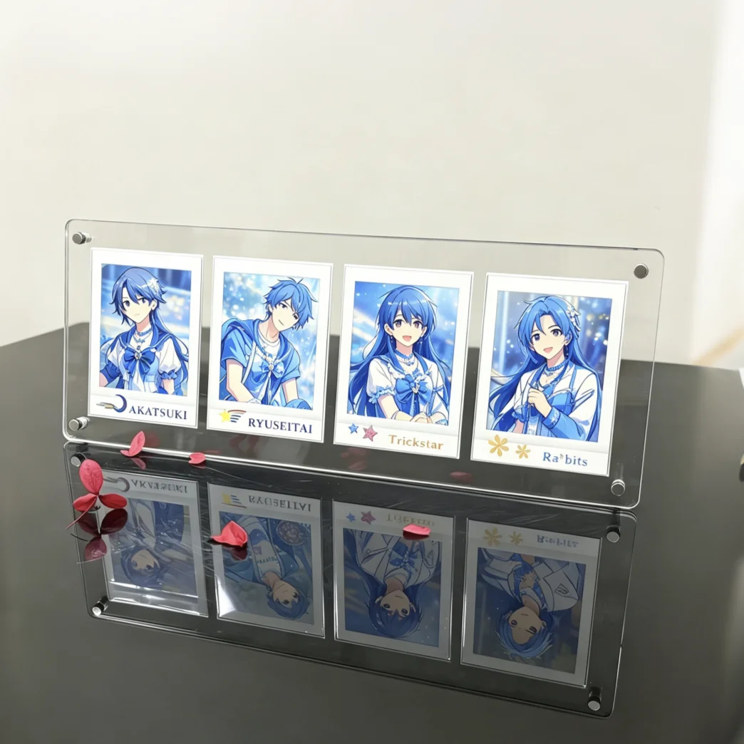 Clear 4‑Slot Acrylic Card Display Stand Photo Frame Card Brick Showcase Holder YGO PTCG Collectible Trading Card