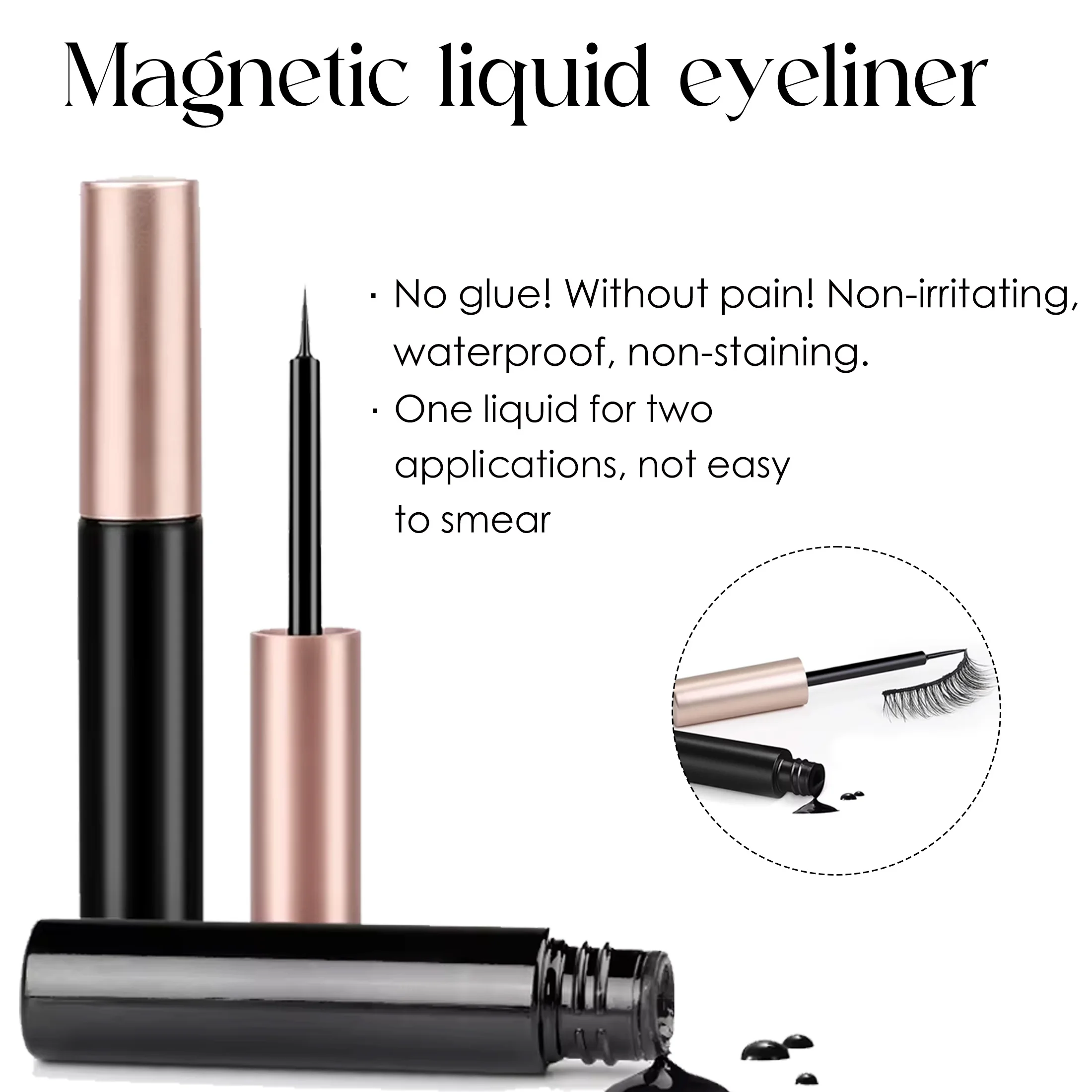 5 file di 10 paia di ciglia finte magnetiche 10-15 mm ciglia nere naturalmente spesse e arricciate con eyeliner magnetico