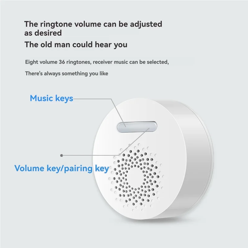 AT51-جرس الباب اللاسلكي الذكي جرس الباب الذي يعمل بالطاقة الذاتية مدمج 36 نغمة رنين بدون بطارية 150 متر استقبال لمسافات طويلة قابس الاتحاد الأوروبي