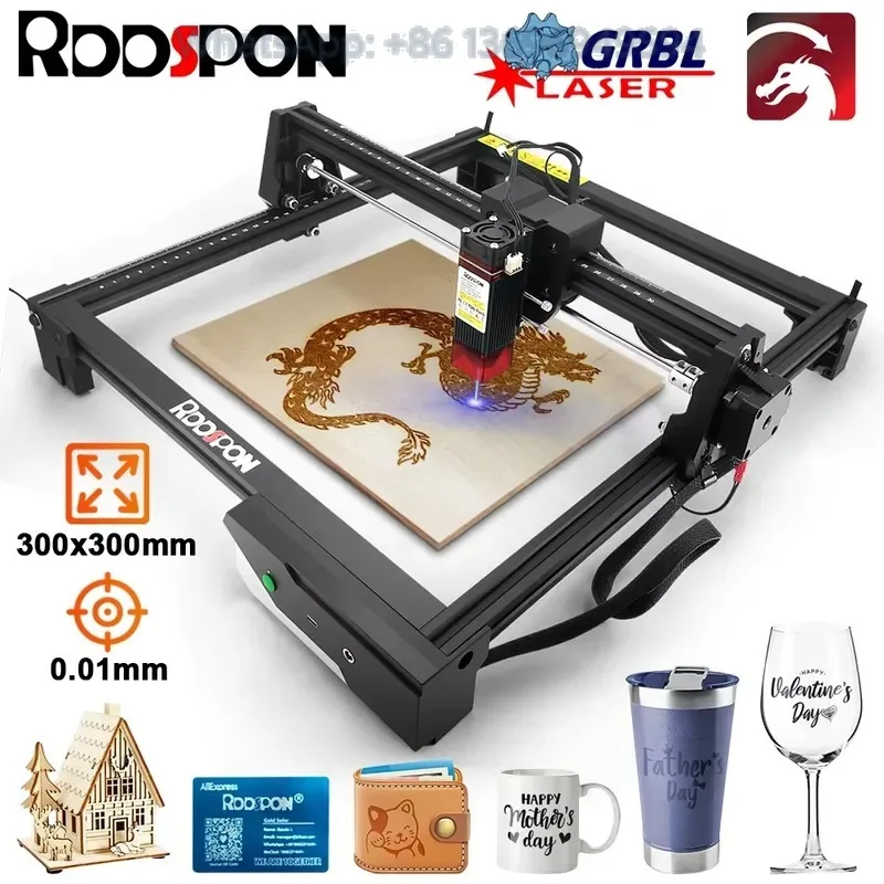 RDDSPON Z9 7W Engraver CNC Cutter Woodworking Engraving Machine Beginner DIY Tool for Wood Leather Acrylic Glass
