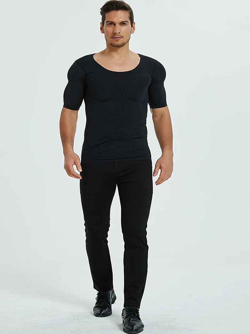 New Invisible Muscle T-Shirt Wedding Suit Men's Shoulder Pads Fake Chest And Abdominal Muscles Cosplay Innerwear Slim Fit Sho... image 4