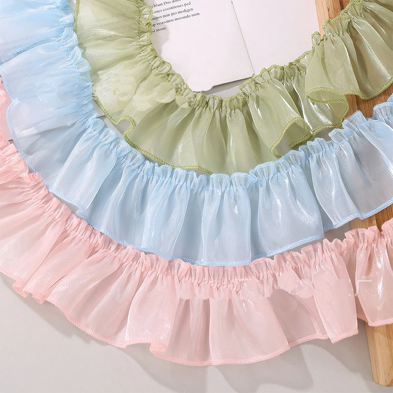 30 Yards 60MM Pearlescent Lustre Fold Lotus Leaf Skirt Edge Ruffled Bows Ribbon Hair DIY Handmade Material Craft Accessories