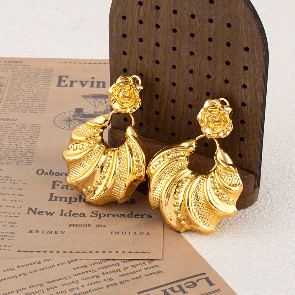 African Jewelry Set Irregular Design Hoop Earrings and Pendant 2PCS Set for Weddings Bridal Necklace Earrings Accessory