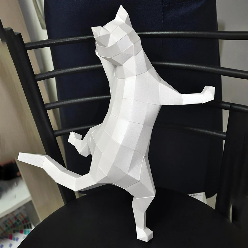 Muurklimmen Kitten Papier Model Kit Creatieve Home Decor Bureau Decoratie 3D DIY Handgemaakte Papercraft Kat Dier Puzzels Speelgoed