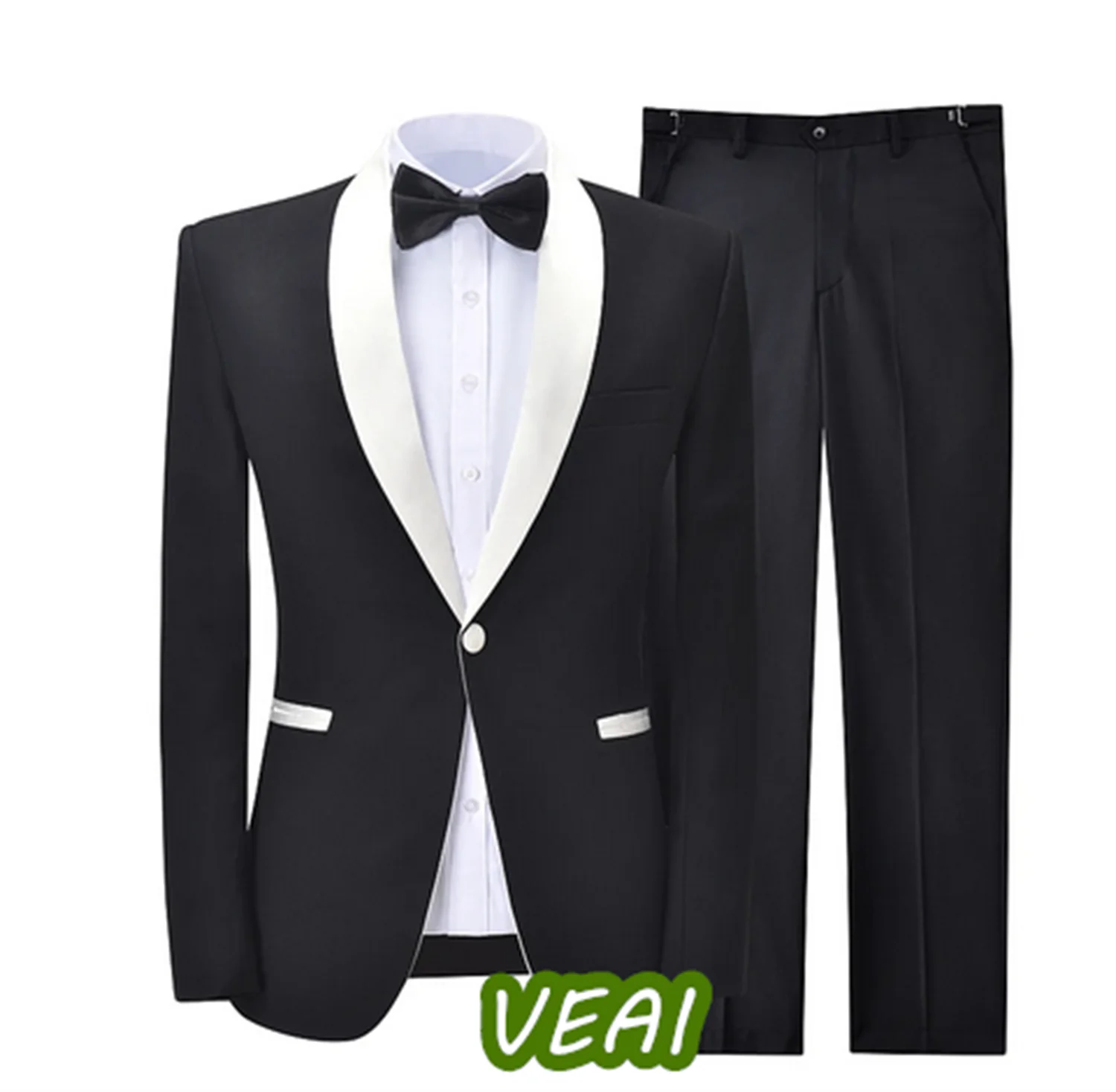 

CustomizedBlack Men's Suits 2 Pcs Shawl lapel Slim Fit Blazer Formal Prom Terno Tuxedos Groomsmen For Wedding Fashion (Blazer+Pa