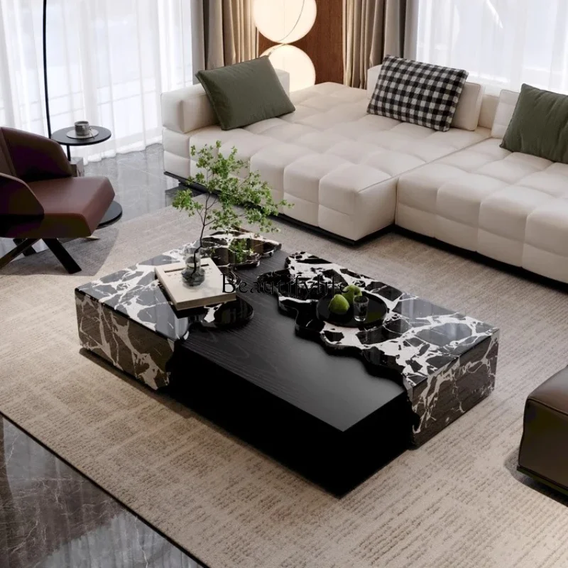 

55Luxury stone coffee table 2025 new original artistic creativity high sense natural marble coffee table rectangle