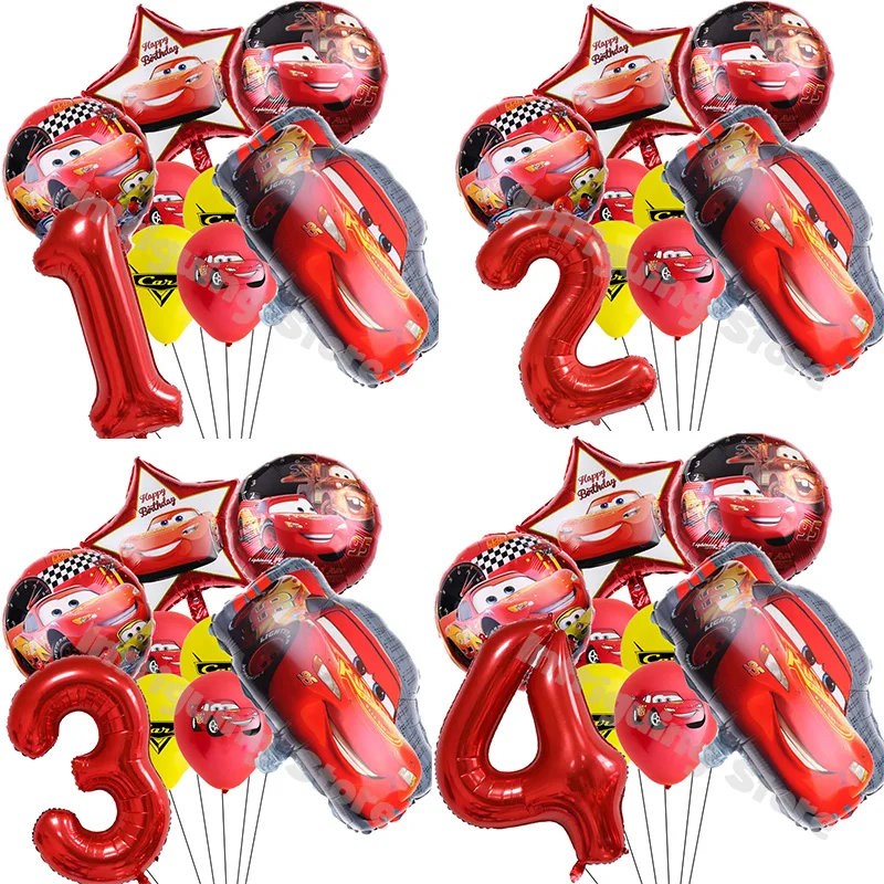 Disney Cars Lightning McQueen 32" Zahlenballon Set Babypartyzubehör Geburtstagsparty Dekorationen Kinderspielzeug Geschenke Luftglobos