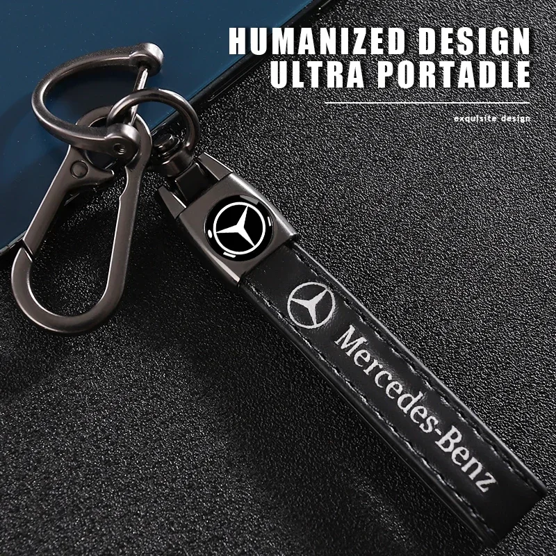 Latest Car Metal Leather Keychain Anti Loss Keychain Mercedes Benz AMG W203 W206 W220 W205 W211 W212 W201 W210 W108 GLC GL Gift