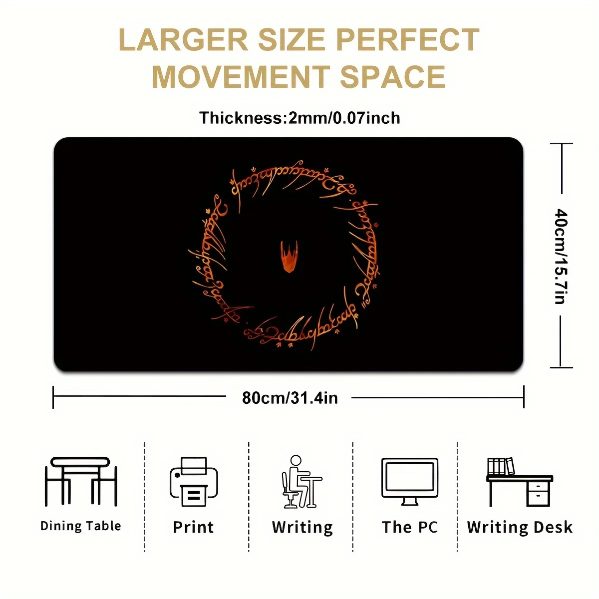 Mouse Pad 900x400x3MM Vintage Ring Large gaming Black non-slip desk mat Office School Home Fashion keyboard mat desk accessories