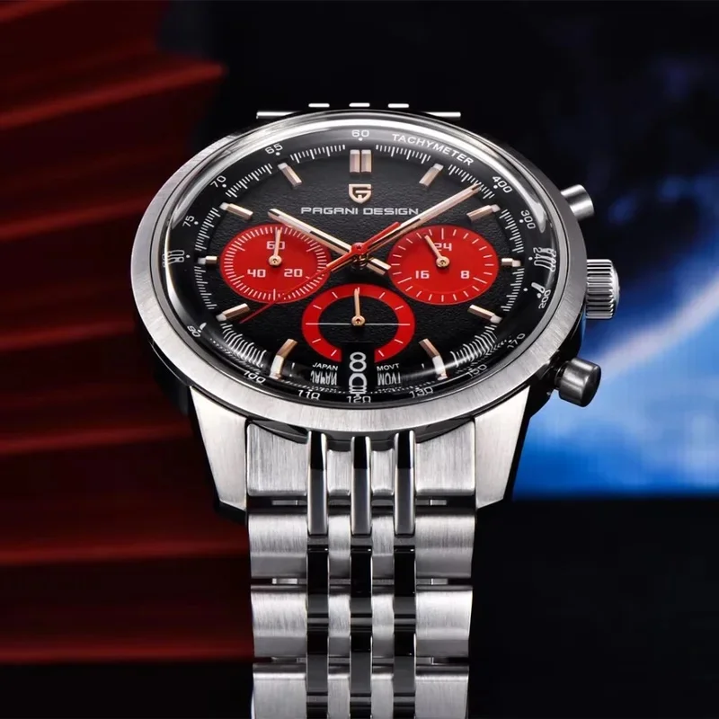 PAGANI DESIGN Leisure Multi Functional Men's Chronograph Quartz Watch Japan TMI VK63 Sapphire Glass 100M Waterproof Men Watches