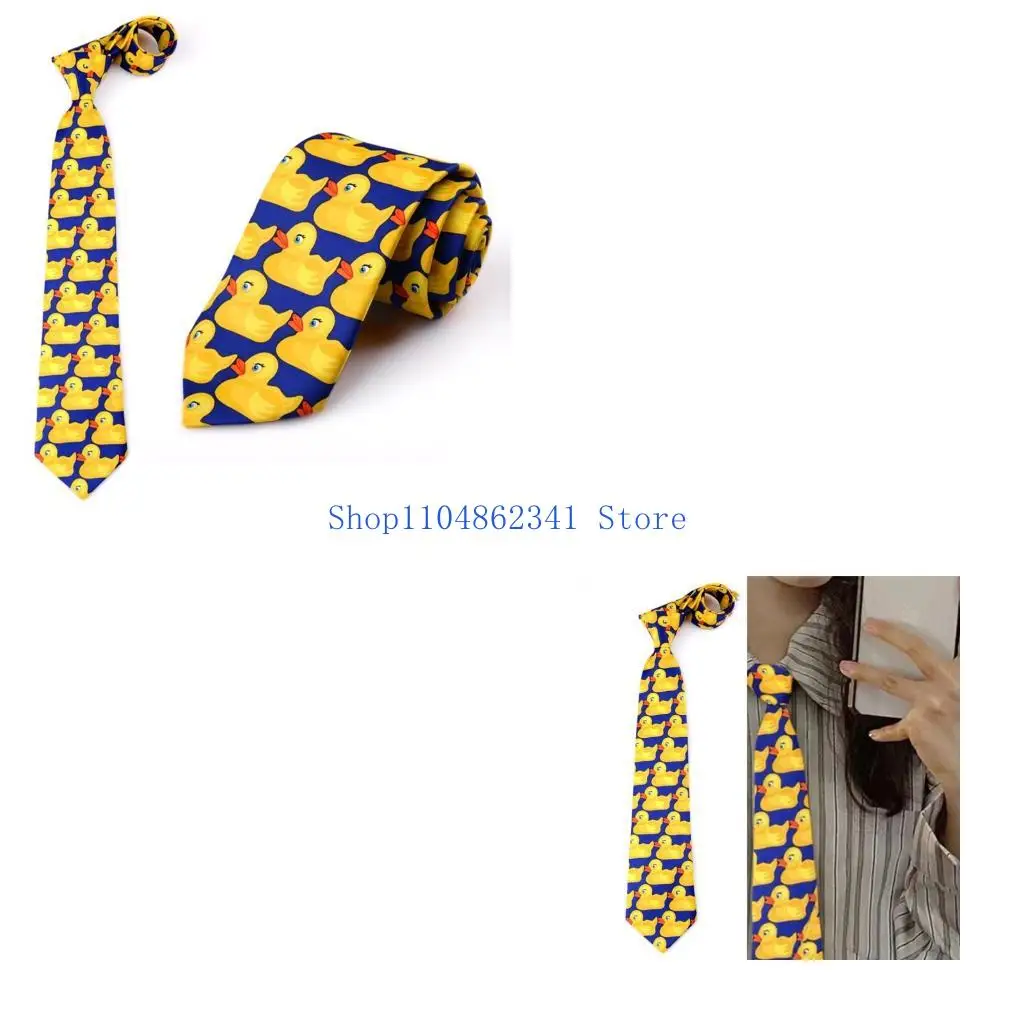 5ASD نمط البط غريب الأطوار حرير العنق على ارتداء الرسوم مع ربطة زفاف طباعة الكرتون