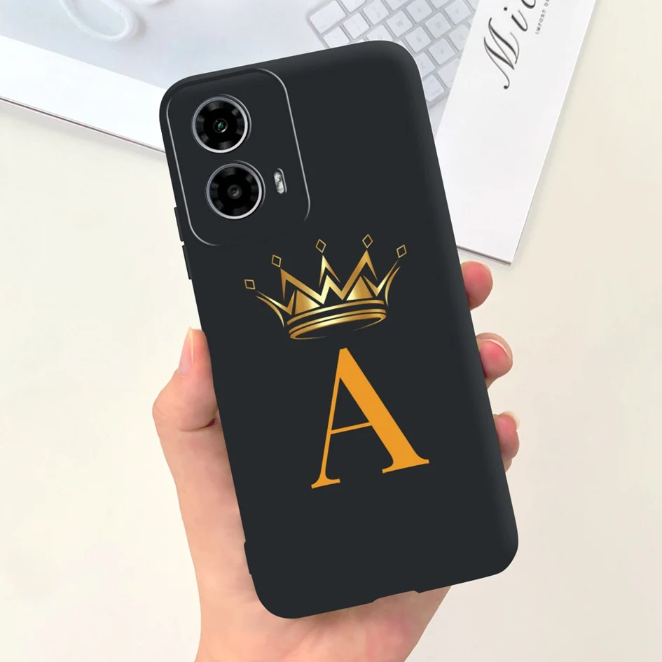 For Motorola Moto G24 Case 2024 New Fashion Crown Letters Soft Black Silicone Back Cover For Moto G34 G 24 Power XT2423-1 Fundas