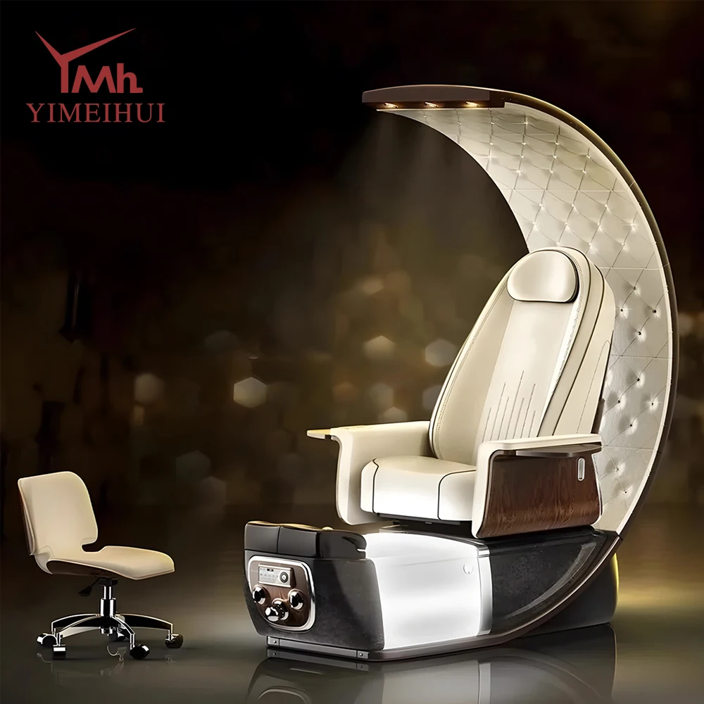

Modern Professional Throne High Back Foot Spa Massage Manicure Pedicure Chairs for Nail Salon With LED Base