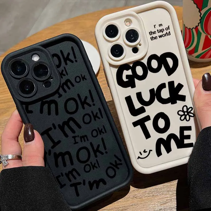 أنا موافق حسن الحظ شخصية الفن رسائل لسامسونج غالاكسي S25 S24 S23 S22 S21 S20 زائد الترا FE لايت العين سلم جراب هاتف