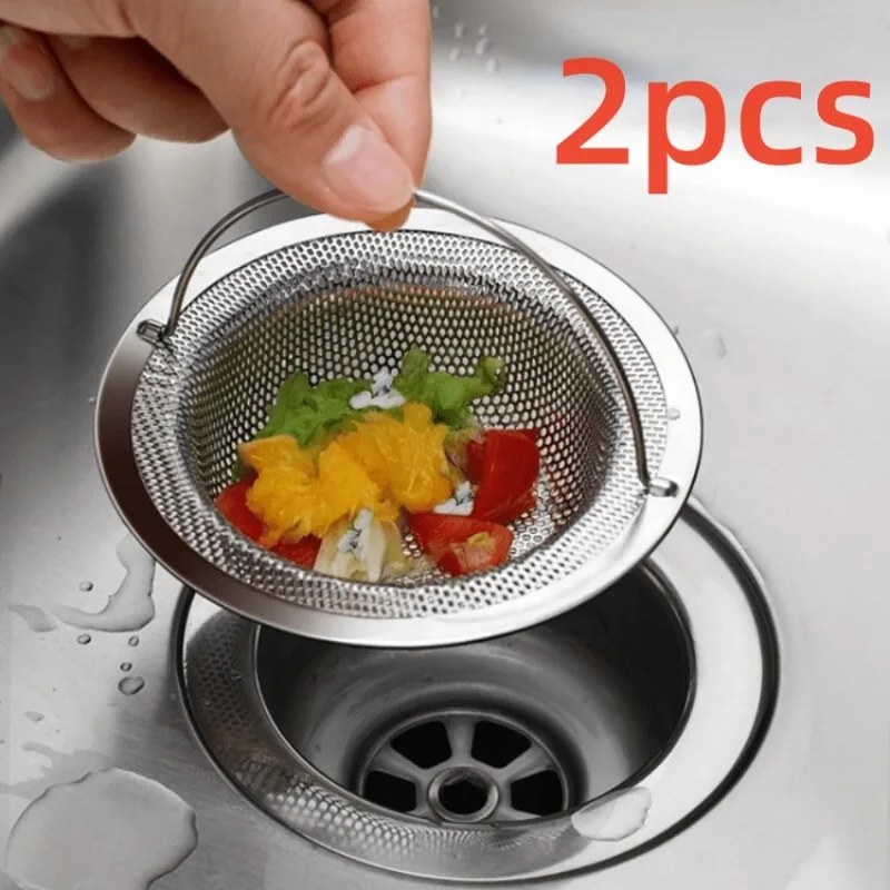 2pcs Sink Strainers with Handle, Universal Kitchen Drain Strainers, Efficient Anti-Clogging Food Residue Filters, Rust-Proof