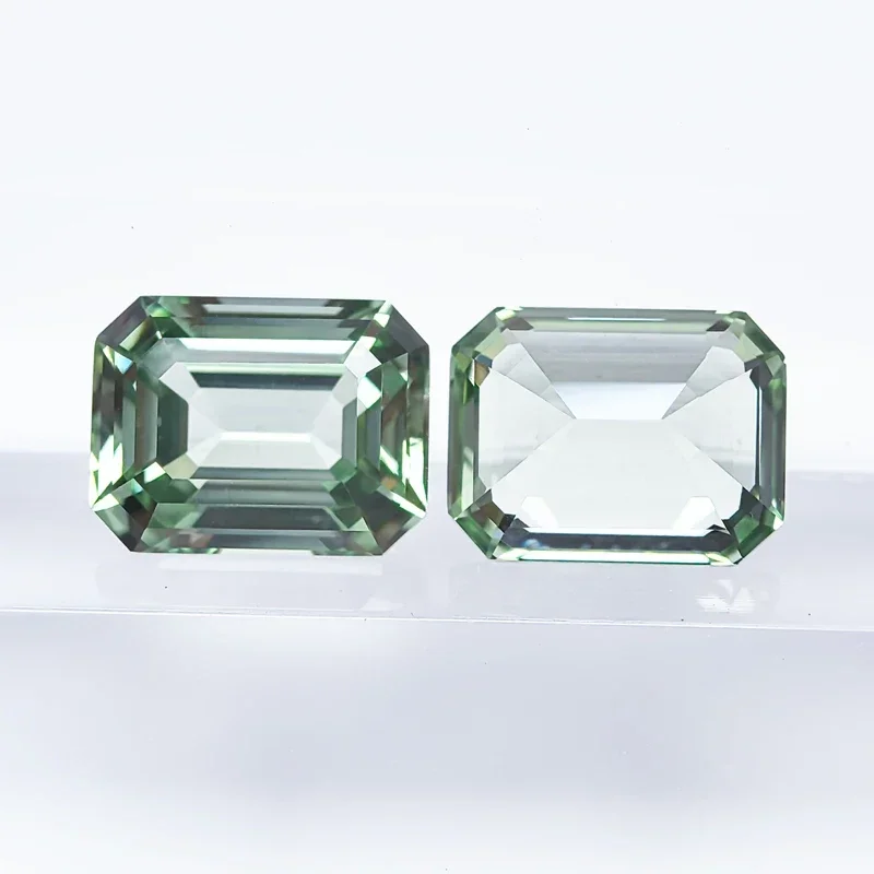 

Top Quality Lab Grown Sapphire Emerald Cut Green Color Charms Gemstone DIY Ring Necklace Earrings Main Materials with Certifica