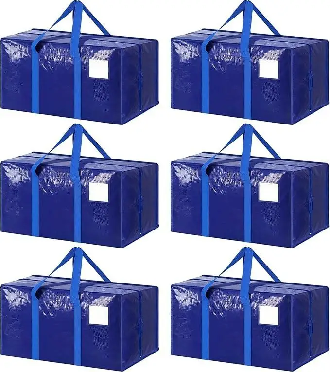 Extra Large Heavy Duty Moving Bags Foldable Storage Totes with Strong Zipper Comfortable Handles Clothes Packing Organizer for Wardrobe Closet College Dorm Supplies Space Saving Home Organization