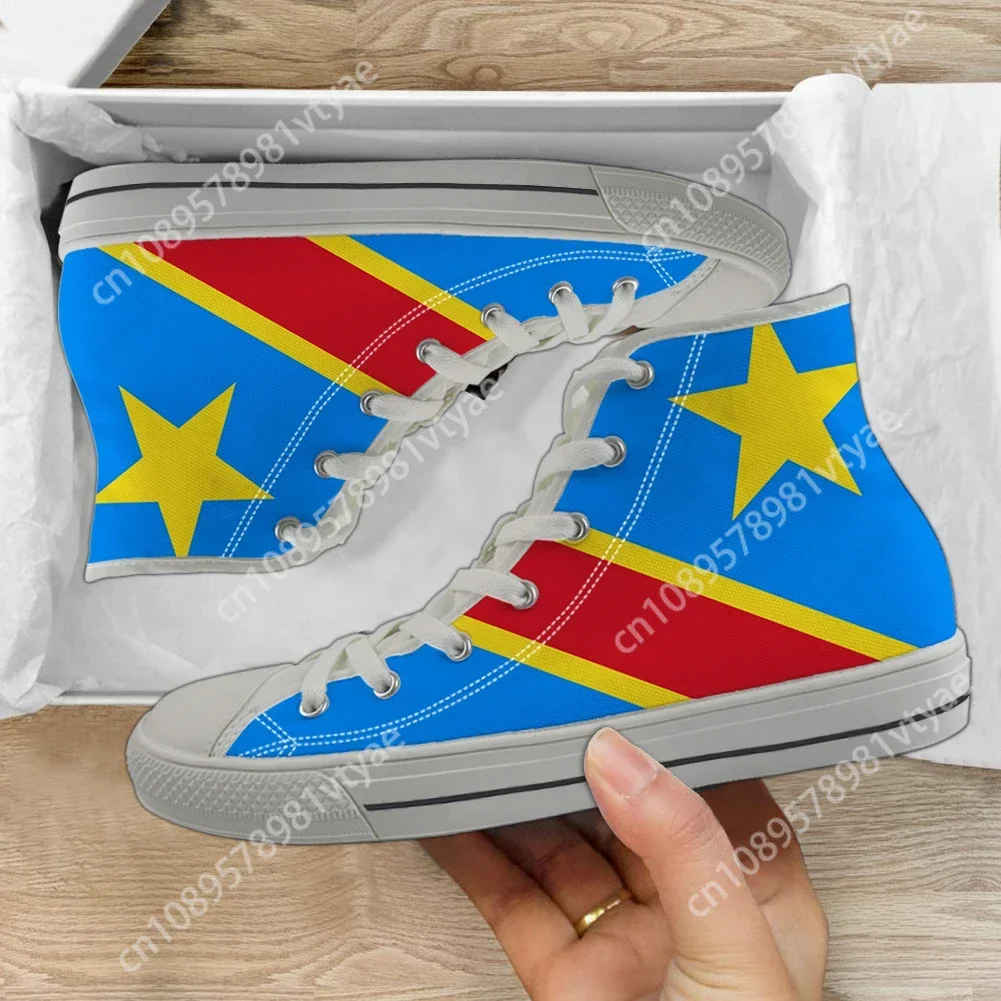 

Custom Made Republic of Congo Flag Design Women's High Top Canvas Shoes Casual Ladies Vulcanize Sneakers Breathable Footwear