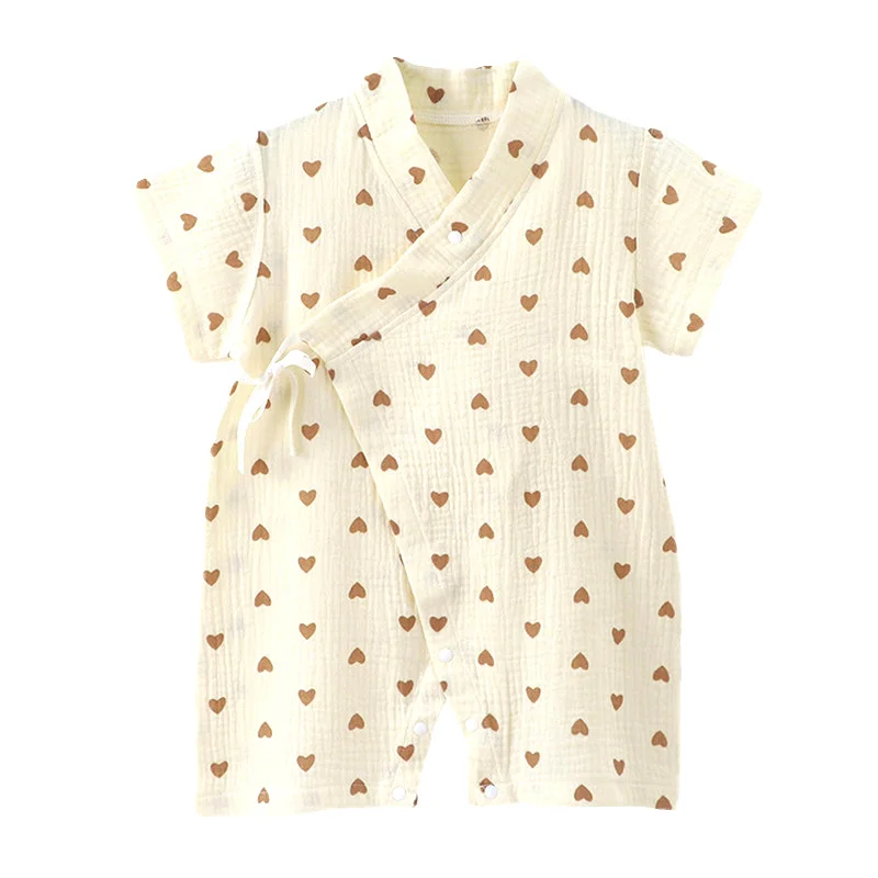 Baby Summer Jumpsuit Newborn Muslin Cotton Soft Short Sleeve Romper Infant Girls Boys Clothes 0-2 Years
