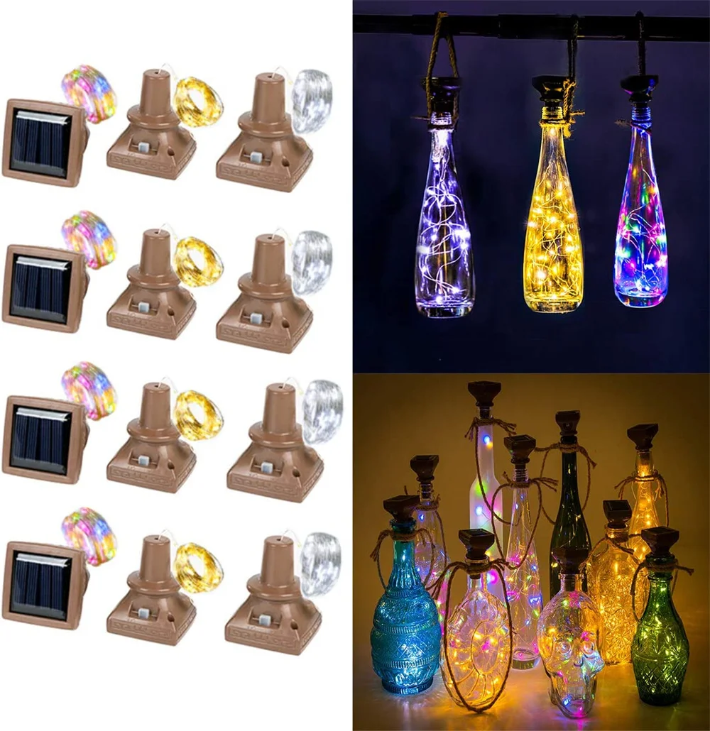 

Solar Powered Wine Bottle Lights 2M 20LED Waterproof Copper Cork Solar Lights for Xmas Wedding Christmas Outdoor Holiday Garden