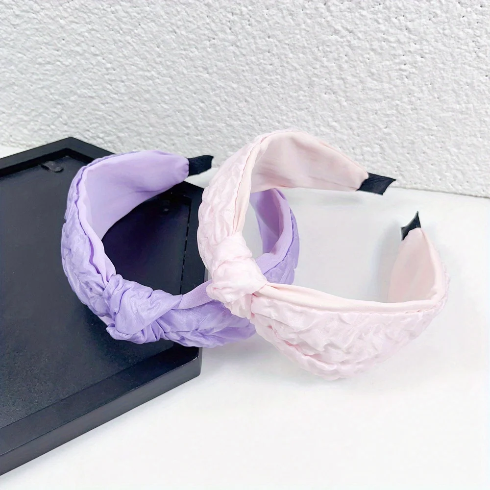 

New Fashion Solid Color Hand-knotted Knotted Headbands for Women Hair Accessories Solid Color Wide Headwear Hairbands
