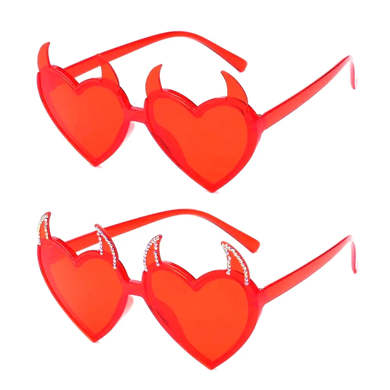 Devil Ears Heart Shape Sunglasses For Women Men Trendy UV Protection Sun Glasses Novel Party Halloween Cosplay Glasses