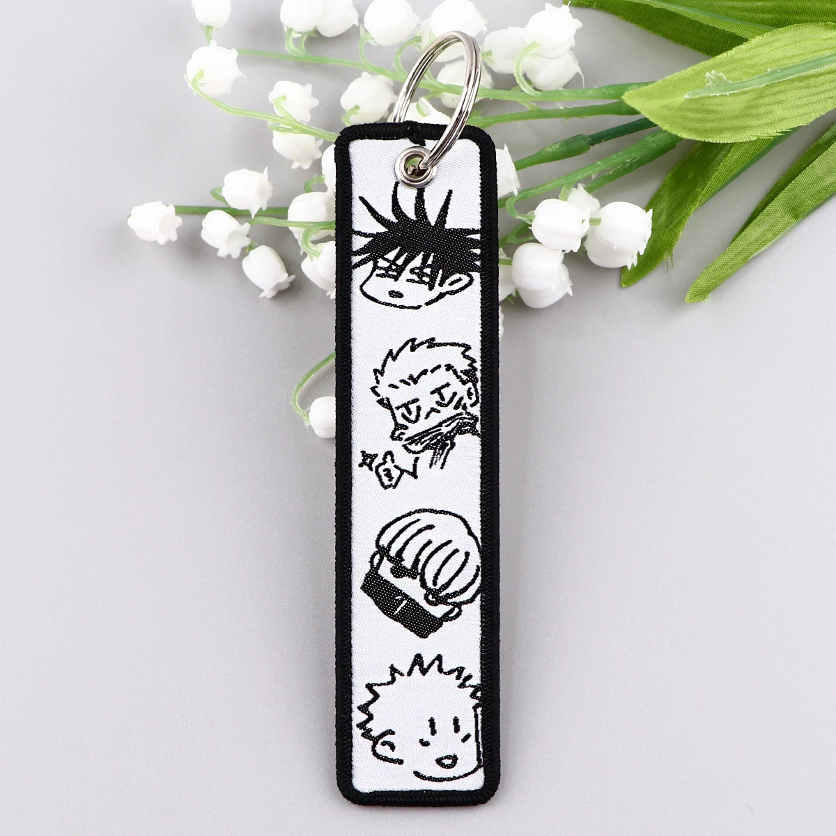 Gojo Satoru Keychain for Motorcycle Manga Anime Key Chain for Men Gifts and Cars Key Tag Embroidery Key Fobs Fashion Jewelry image 3