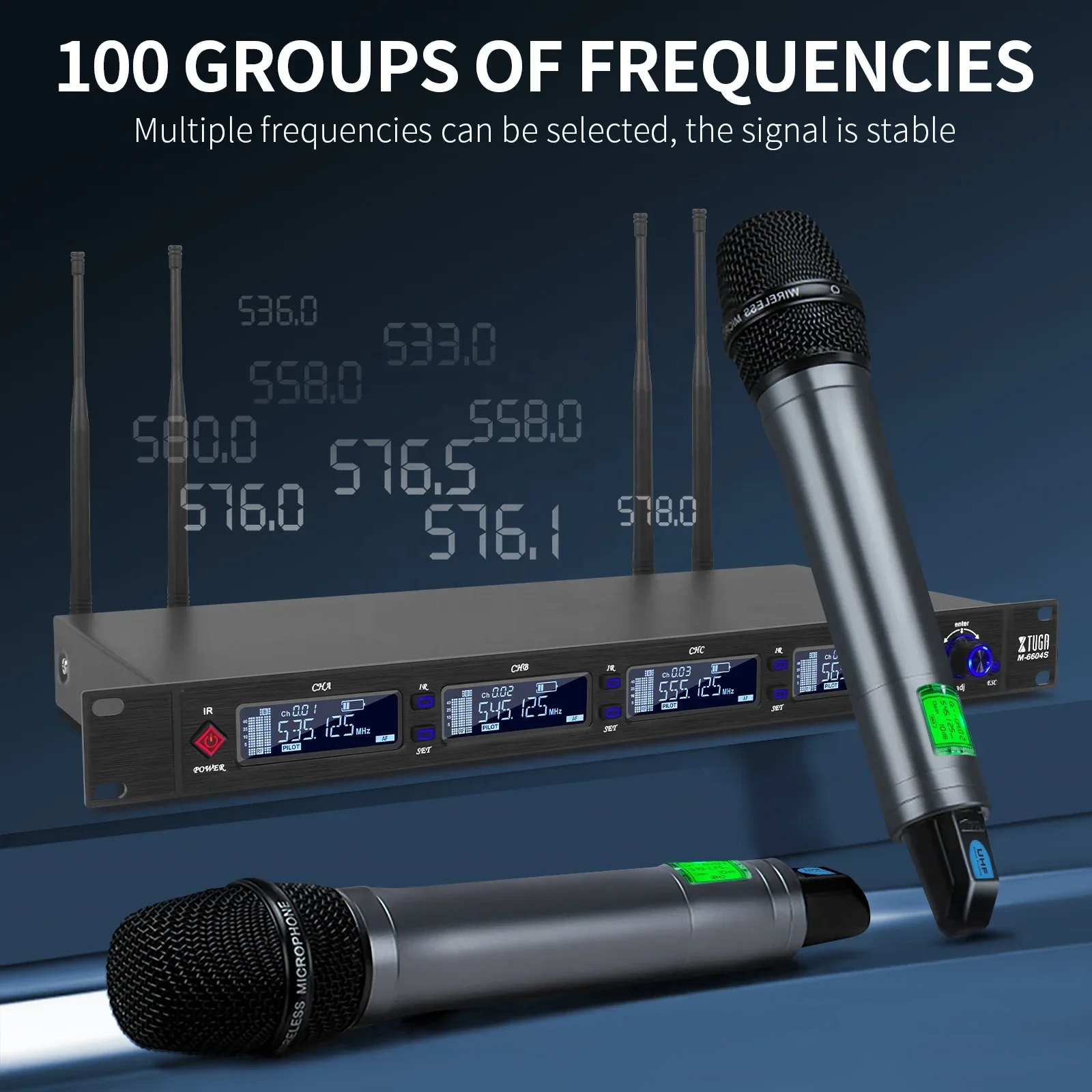 Xtuga M-6604S Hot Selling Professional UHF True Diversity Wireless Dynamic Microphone