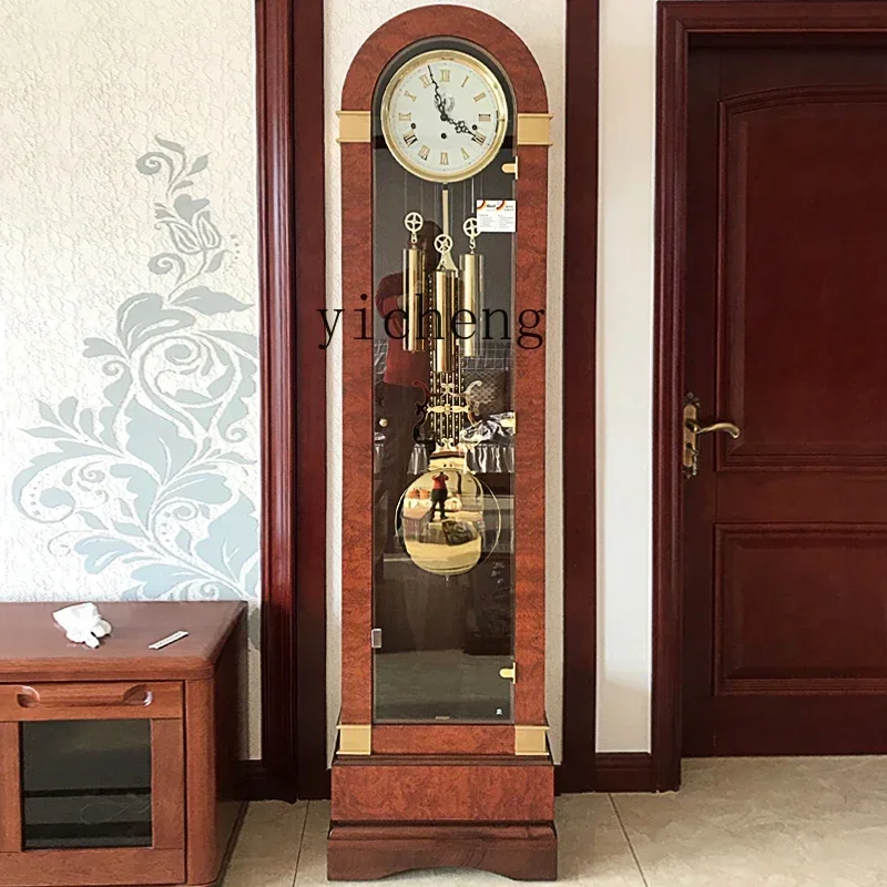 a6 European floor clock living room light luxury machinery floor living  vertical large clock solid wood decorative floor