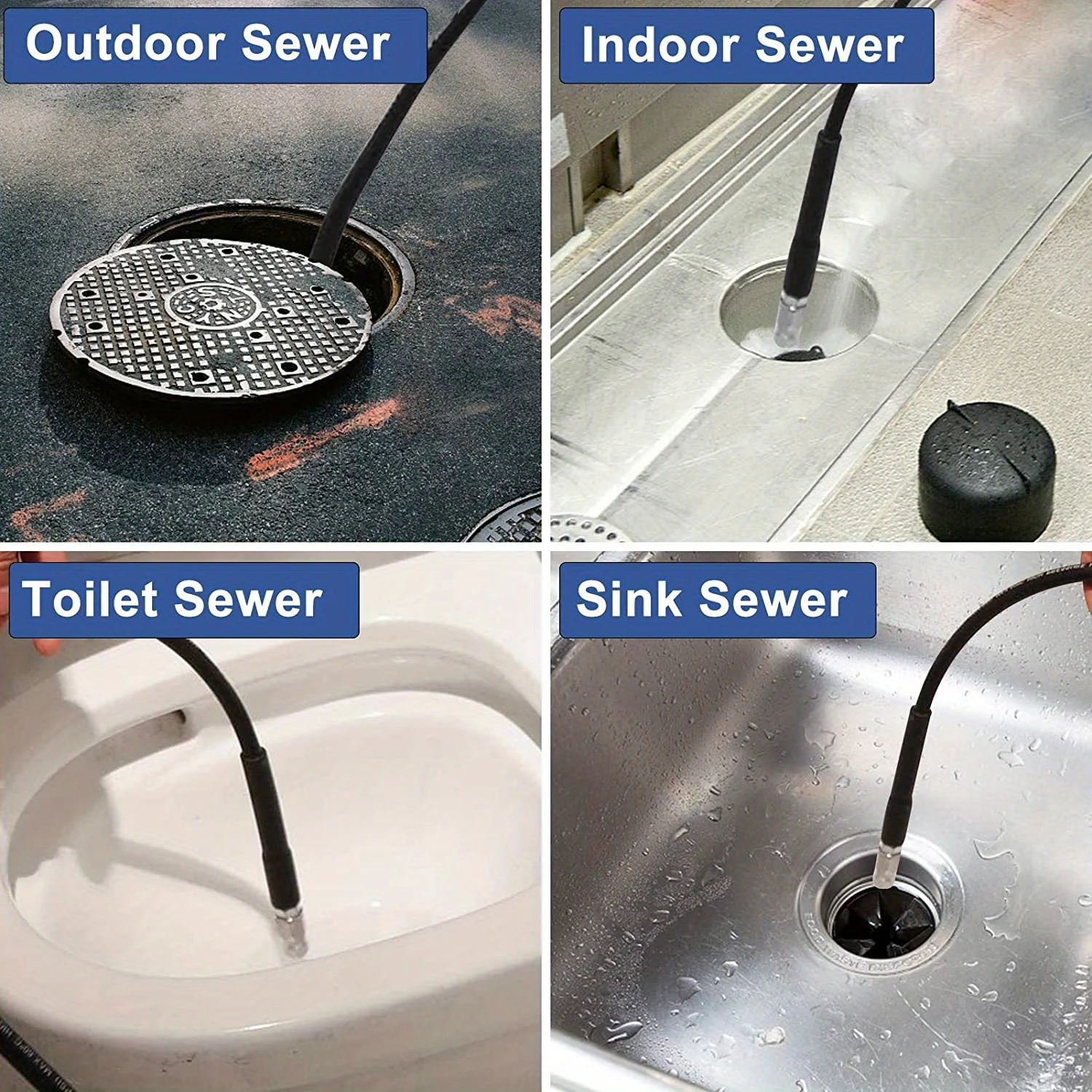 High Pressure Jet Washer Hose, Sewer Drain Dredging Kit, Flexible Pipe Unclogger for Household Outdoor Drainage Cleaning