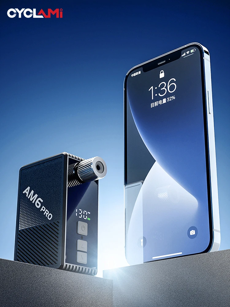 AliExpress 130 PSI AM6 Pro Portable Pocket Electric Inflator Pump Custom Tire Pressure Display Tire Inflator MTB Road Bike FV AV CYCLAMI